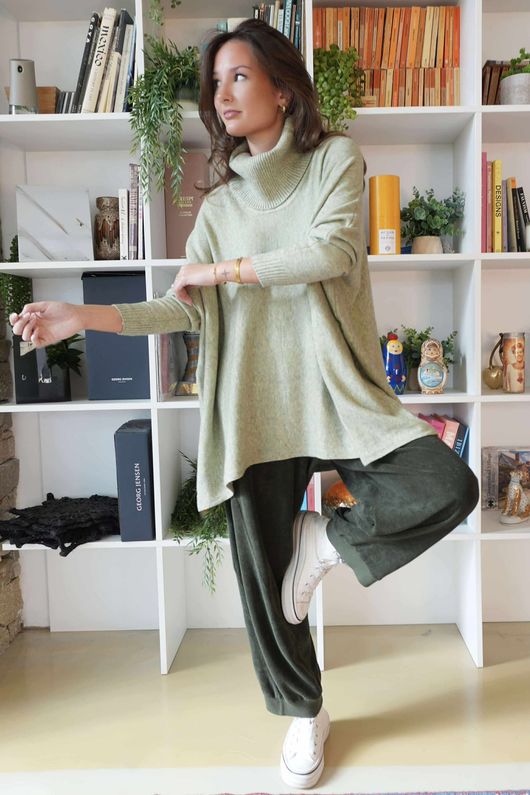 Beyond Terry Oversized Cowl Knit Pistachio Marl 